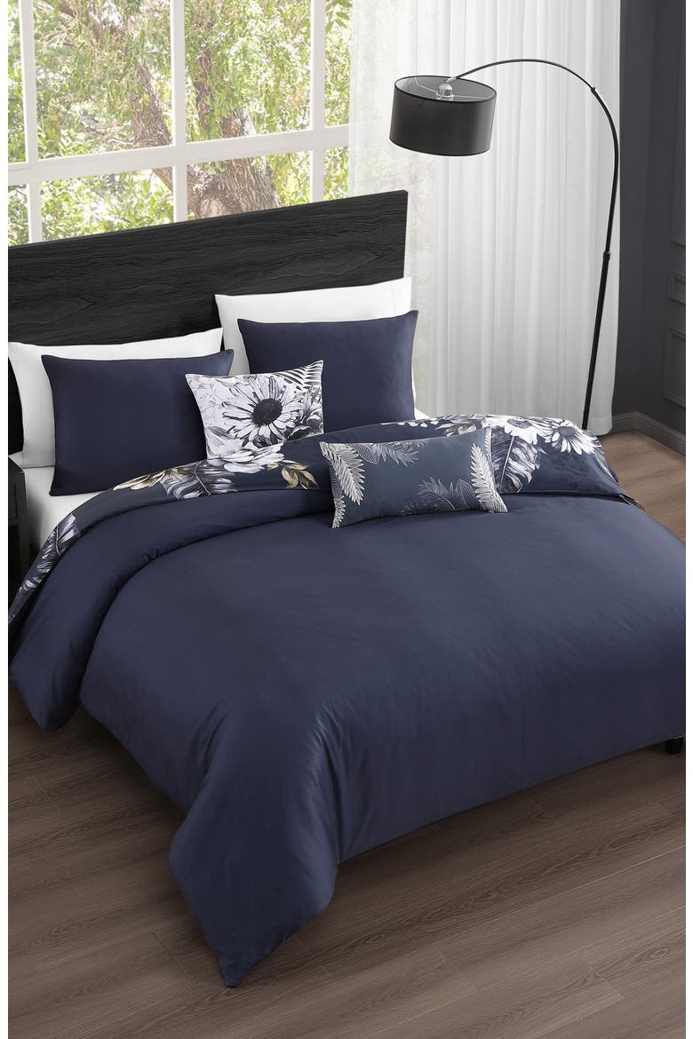 Forget Me Not 5-Piece Reversible Comforter Set, Alternate, color, BLUE