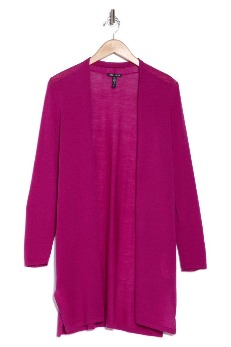 Open Front Merino Wool Cardigan, Alternate, color, CERISE