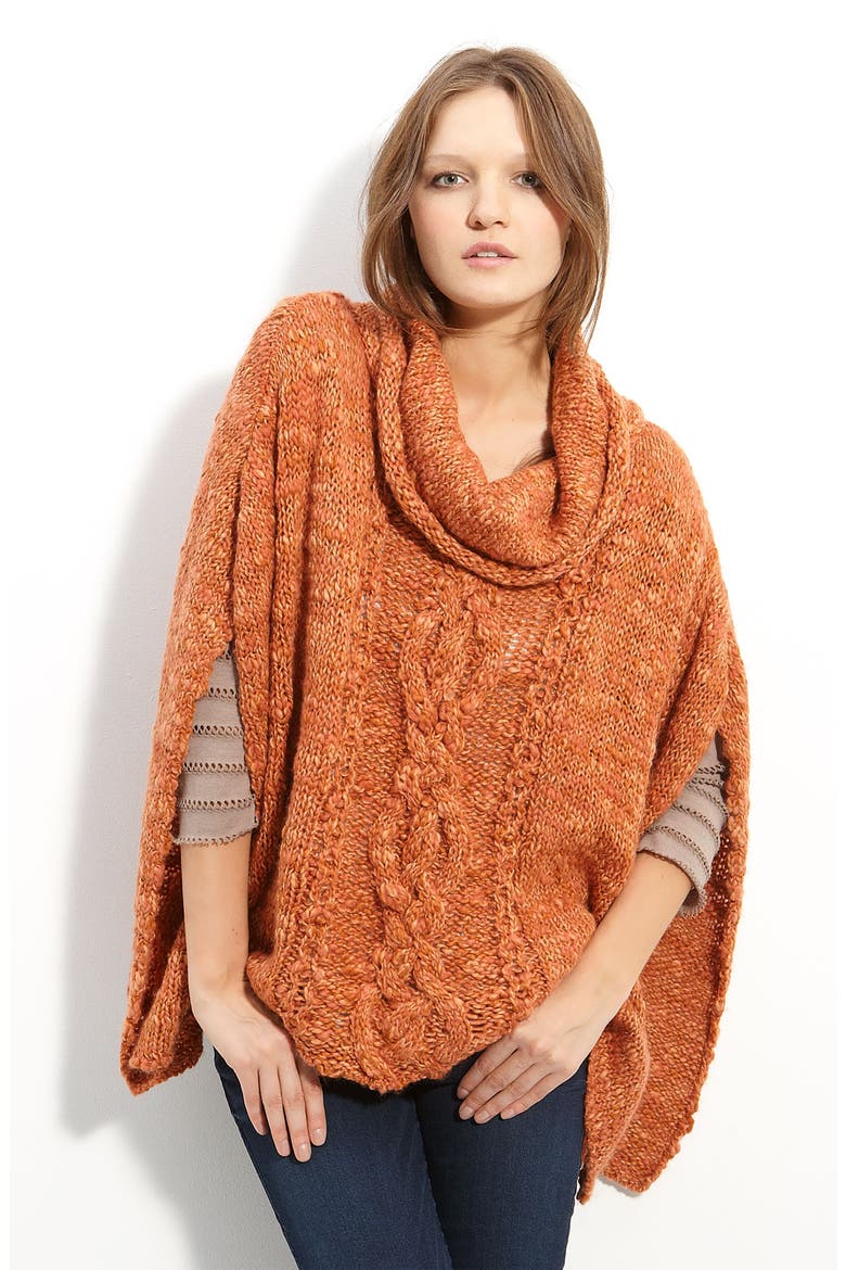 'Popcorn Diamond' Poncho, Main, color, SPICE HEATHER
