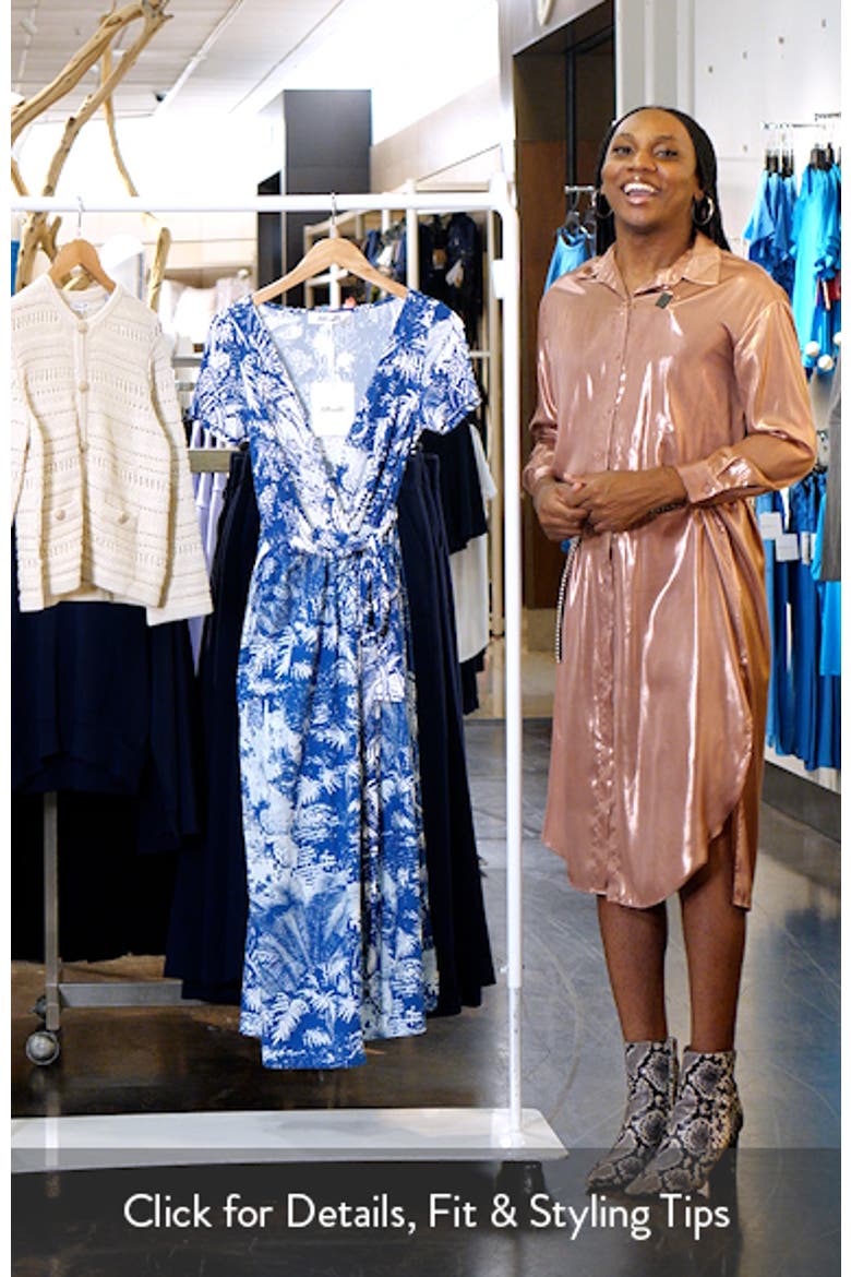 Elena Short Sleeve Mixed Media Wrap Dress video