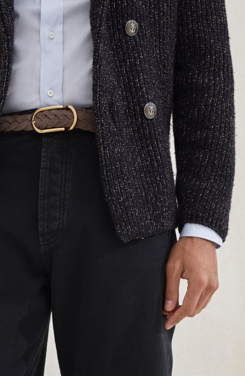 Brunello Cucinelli Garment-dyed denim trousers, Alternate, color, Black