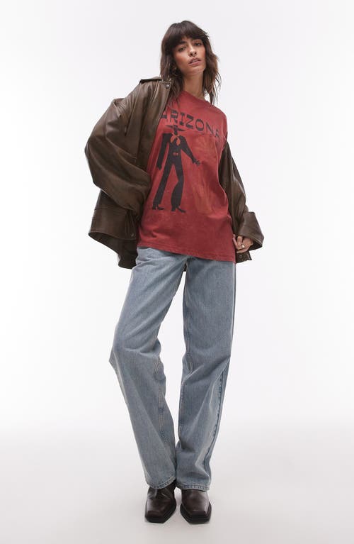 Shop Topshop Arizona Oversize Cotton Graphic T-shirt In Burgundy
