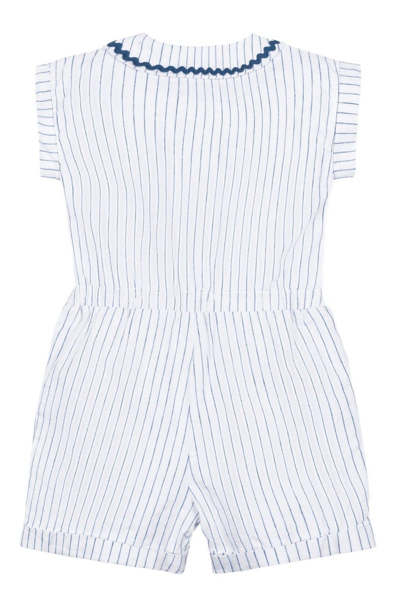 Hope & Henry Girls' Linen Collared Button Front Romper, Toddler, Alternate, color, White Court Pinstripe