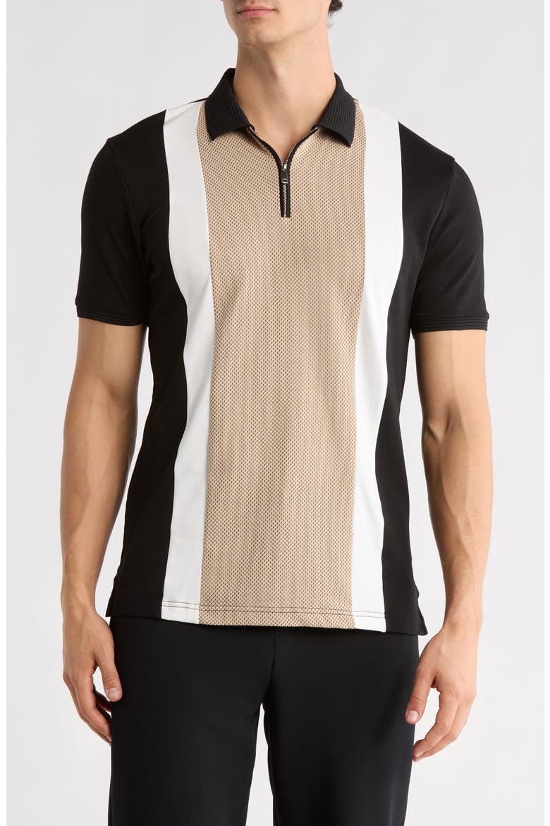 Quarter Zip Polo, Main, color, BLACK SAND