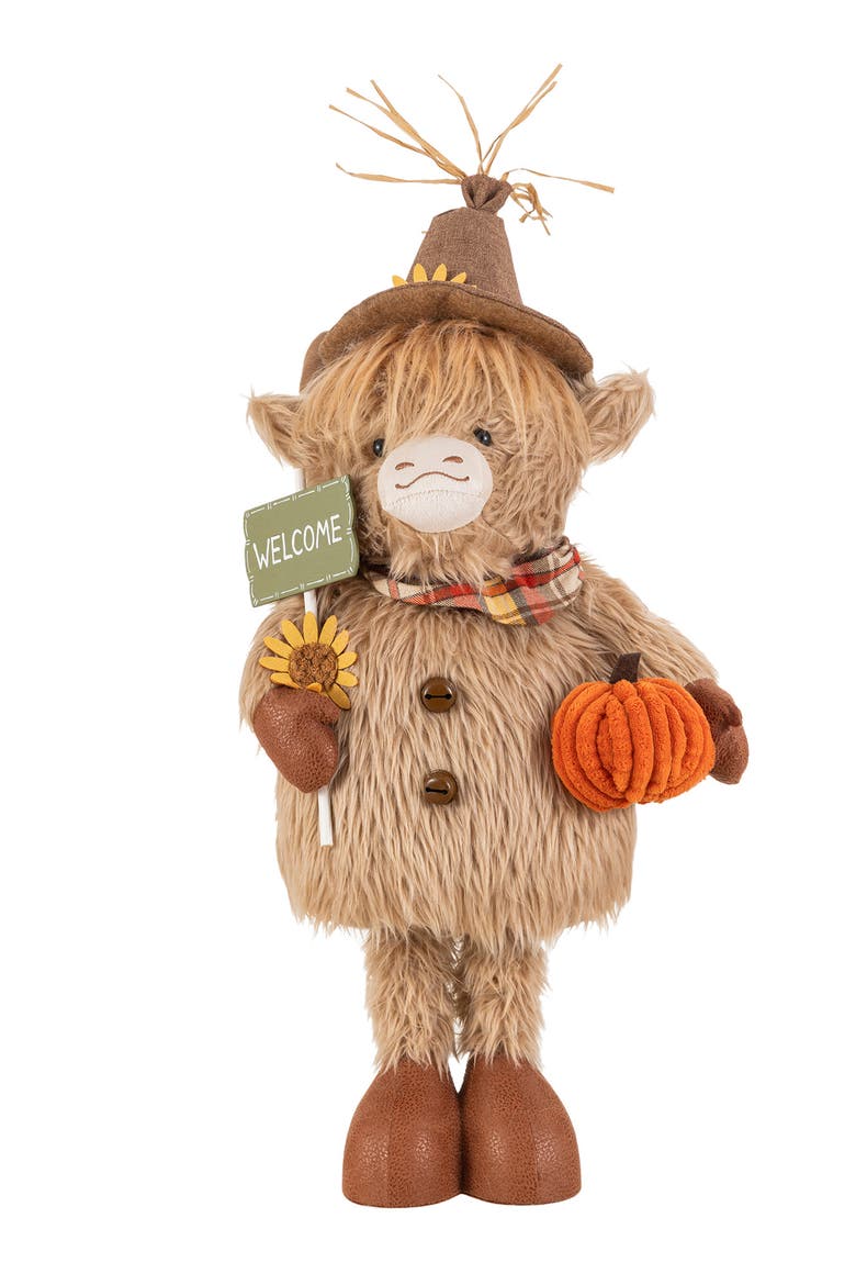 Fall Fabric Highland Cow Pumpkin Dog Porch Decor With Telescoping Legs, Alternate, color, Orange