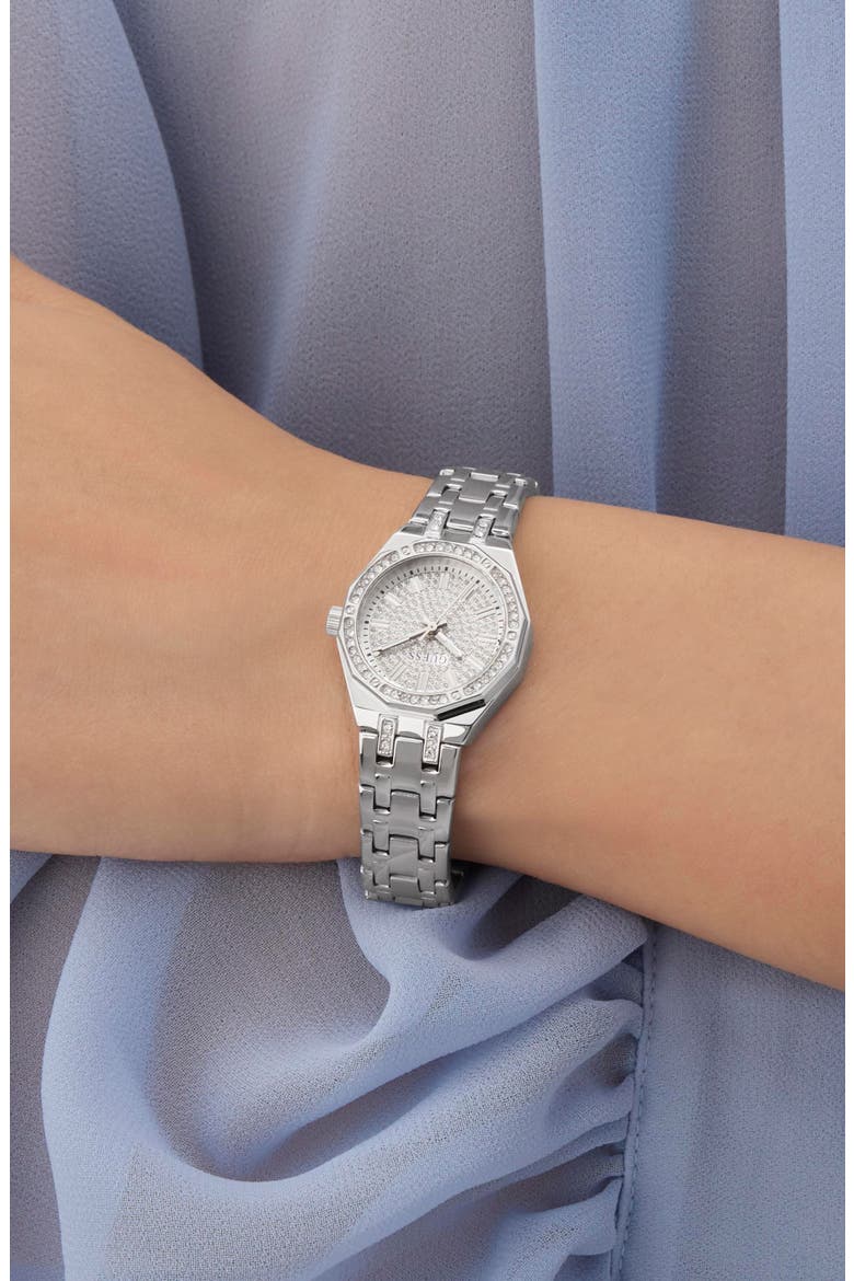 Pixie Crystal Dial Bracelet Watch, 25mm, Alternate, color, SILVER TONE