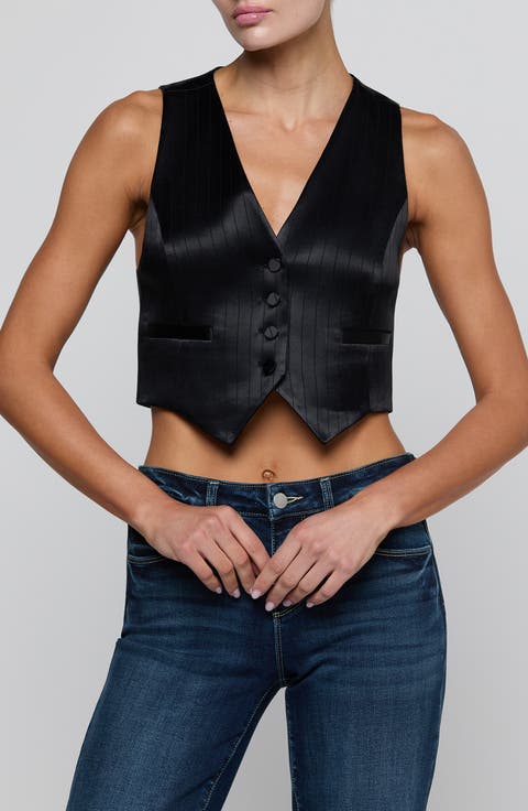 Jianna Pinstriped Short Vest