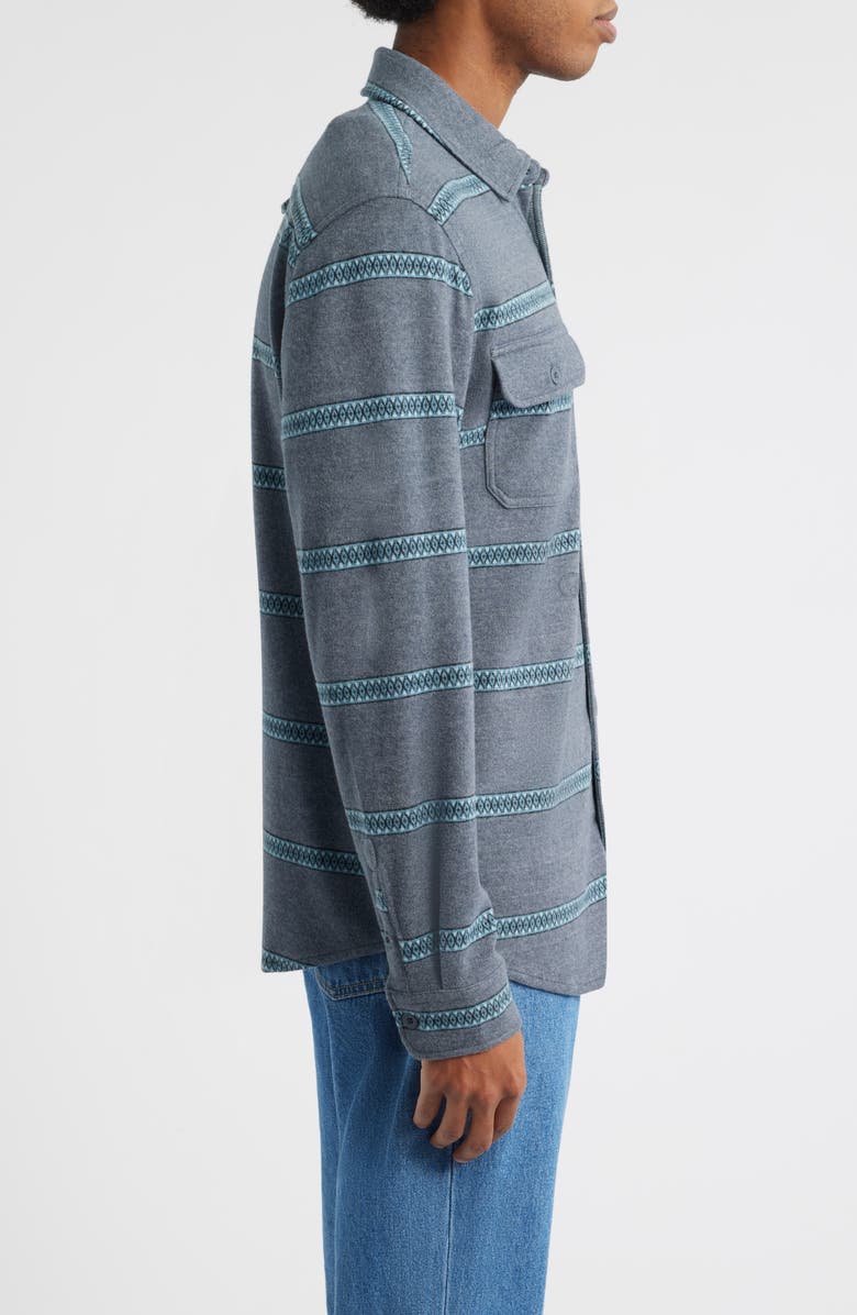 Rip Curl Grid Stretch Fleece Button-Up Shirt, Alternate, color, Pine Night