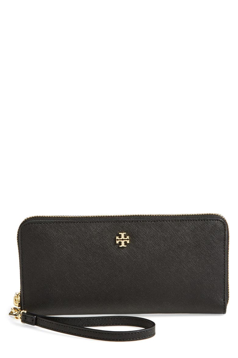'York' Leather Continental Wallet, Main, color, BLACK