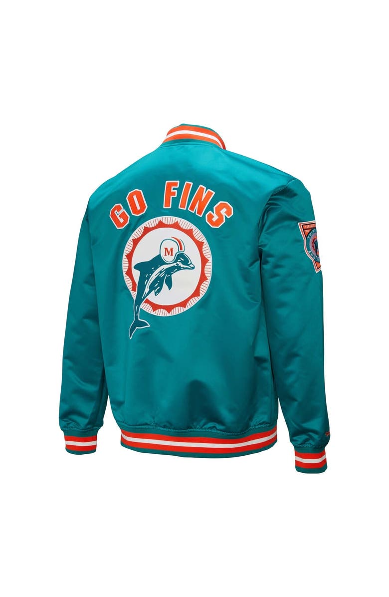 Mitchell & Ness Men's Mitchell & Ness Aqua Miami Dolphins Double Down Satin Full-Snap Jacket, Alternate, color, Aqua