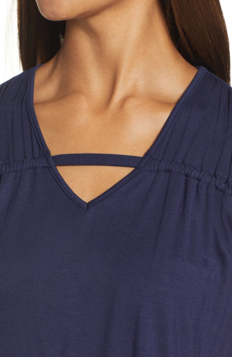 Loveappella Solid Gathered Shoulder Cutout Tank, Alternate, color, 