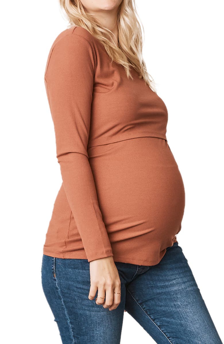 Angel Maternity Long Sleeve Maternity/Nursing Top, Alternate, color, 