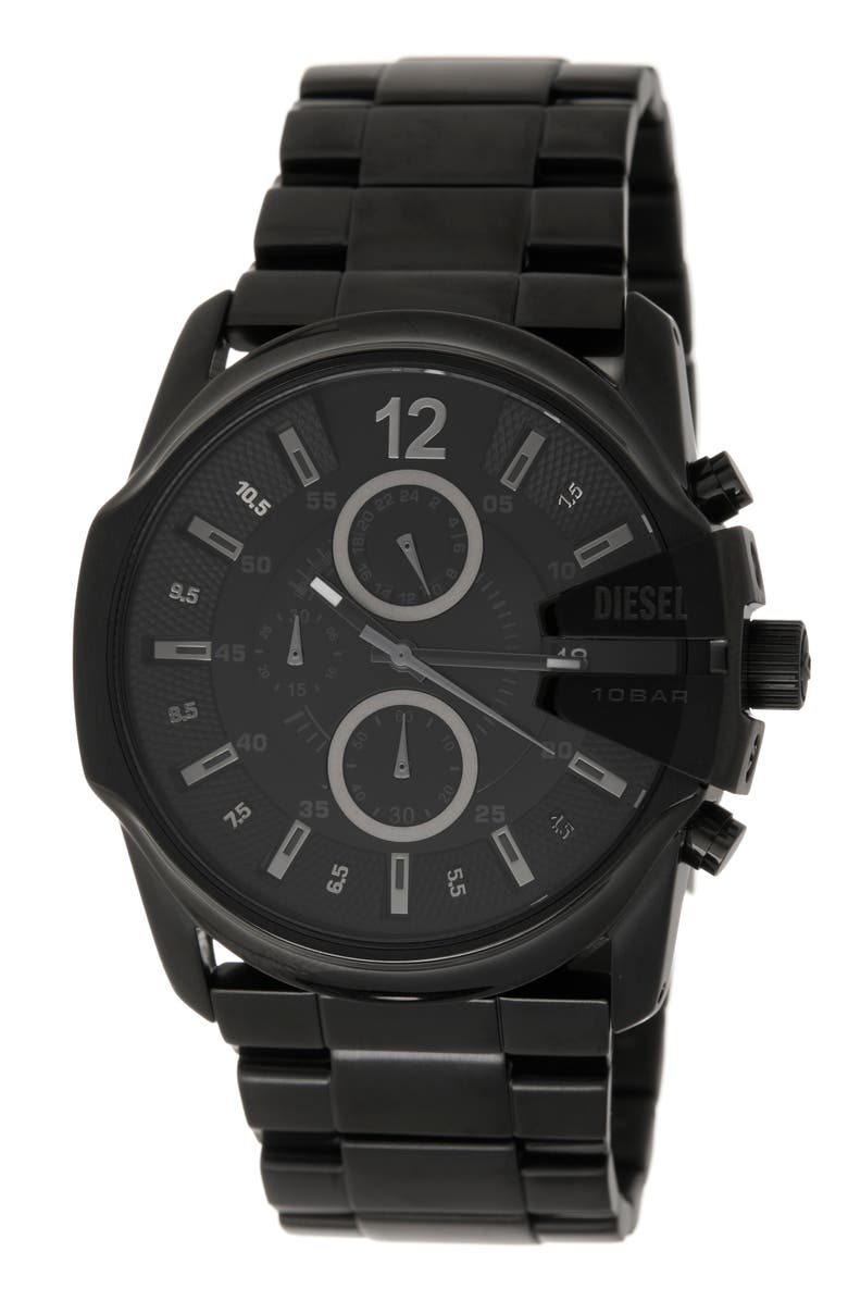 DIESEL<sup>®</sup> 'Master Chief' Chronograph Bracelet Watch, 45mm, Alternate, color, Black