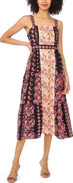 CeCe Mixed Scarf Print Midi Dress