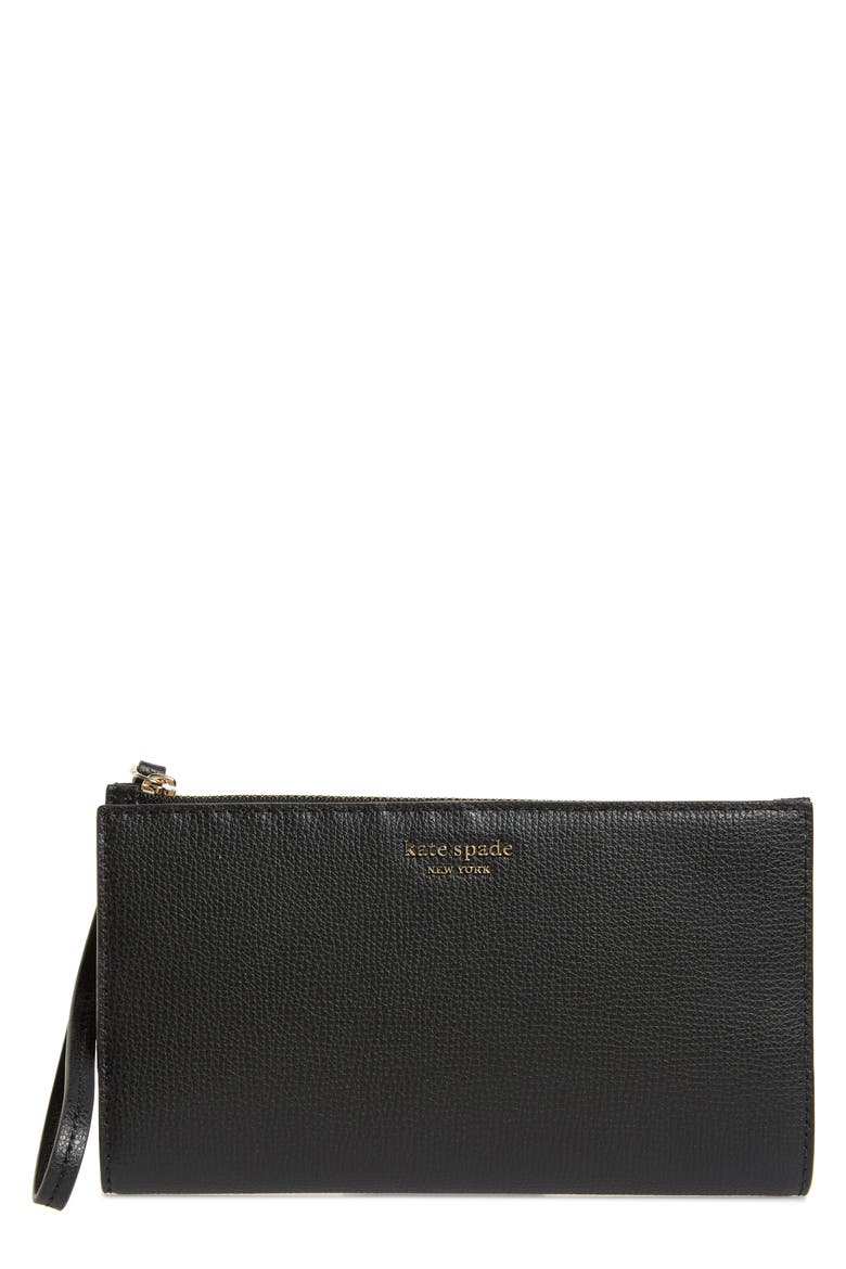 large sylvia leather wristlet, Main, color, BLACK