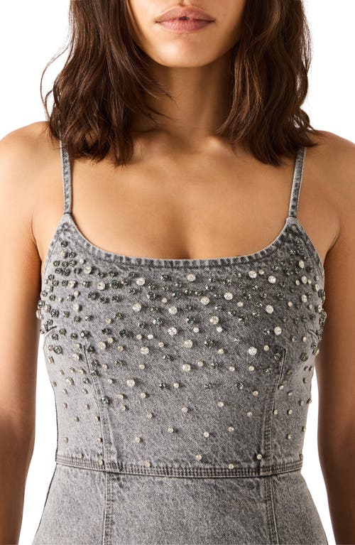 Steve Madden Giselle Rhinestone Detail Denim Dress In Brown