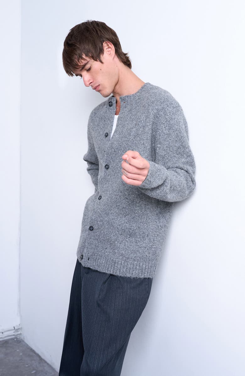 Topman Crewneck Cardigan, Alternate, color, Grey