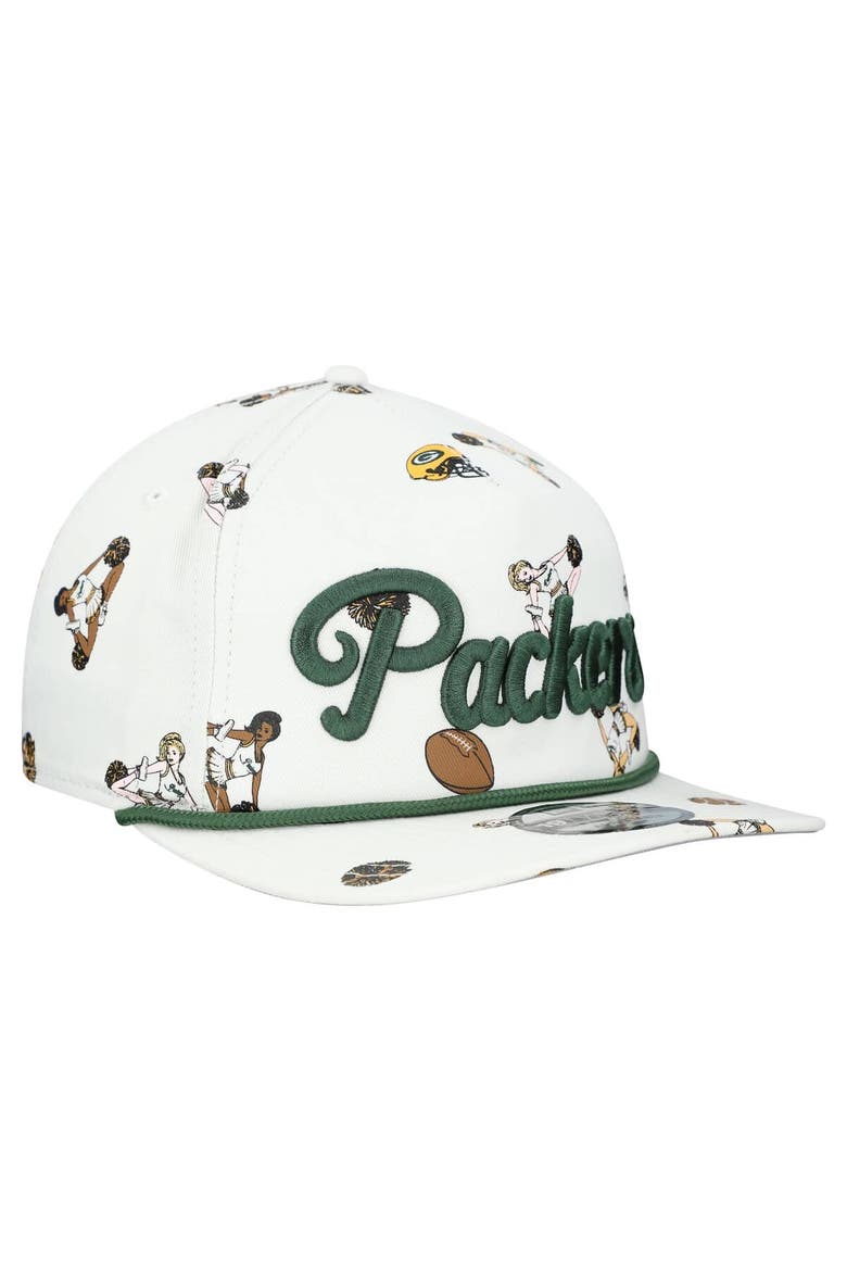Men's New Era  White Green Bay Packers Team Cheer 19TWENTY Snapback Hat, Alternate, color, White