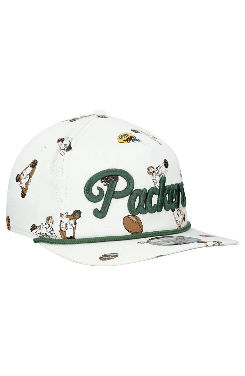 New Era Men's New Era  White Green Bay Packers Team Cheer 19TWENTY Snapback Hat, Alternate, color, White