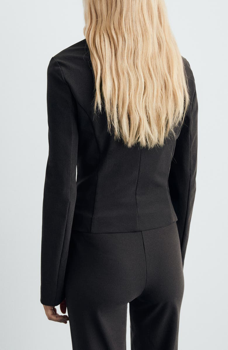 MANGO Tailored Crop Suit Blazer, Alternate, color, Grey