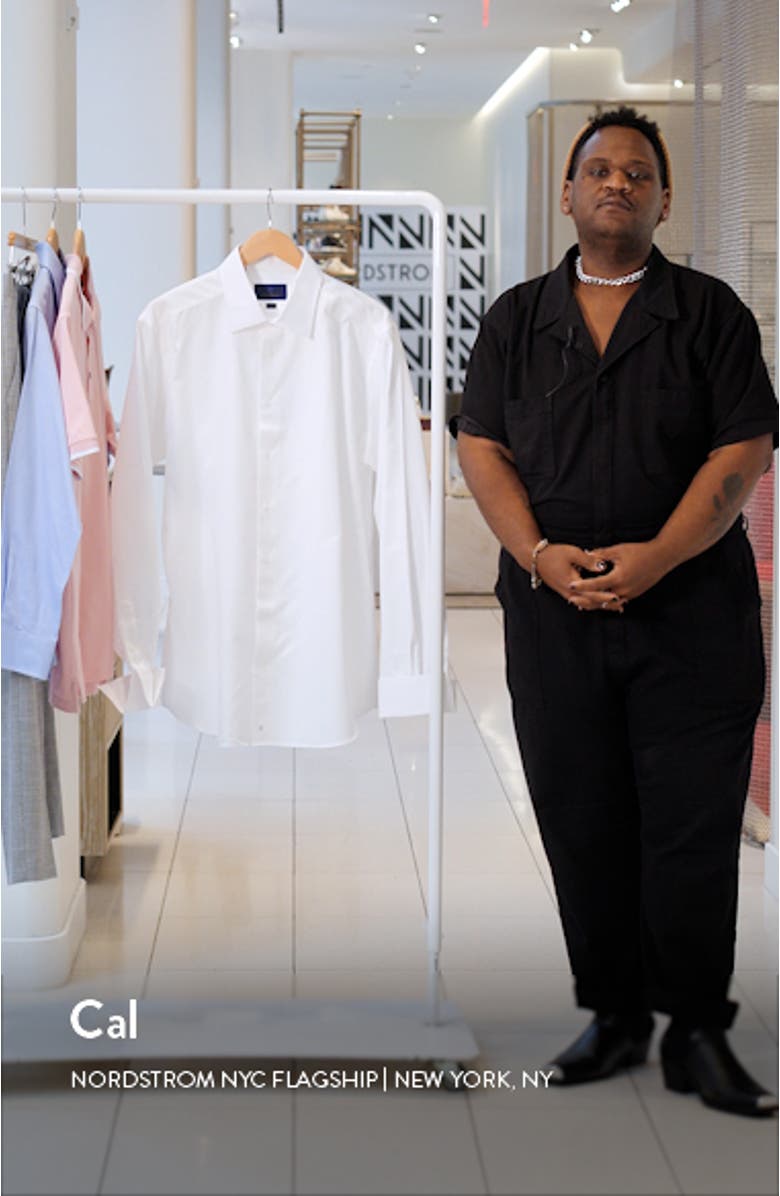 Trim Fit Horizontal Rib French Cuff Formal Shirt, sales video thumbnail