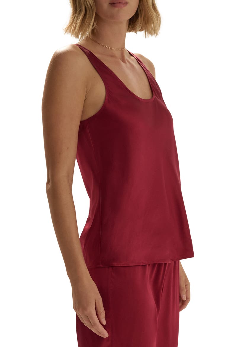 The Clean Cut Silk Blend Tank, Alternate, color, CRANBERRY