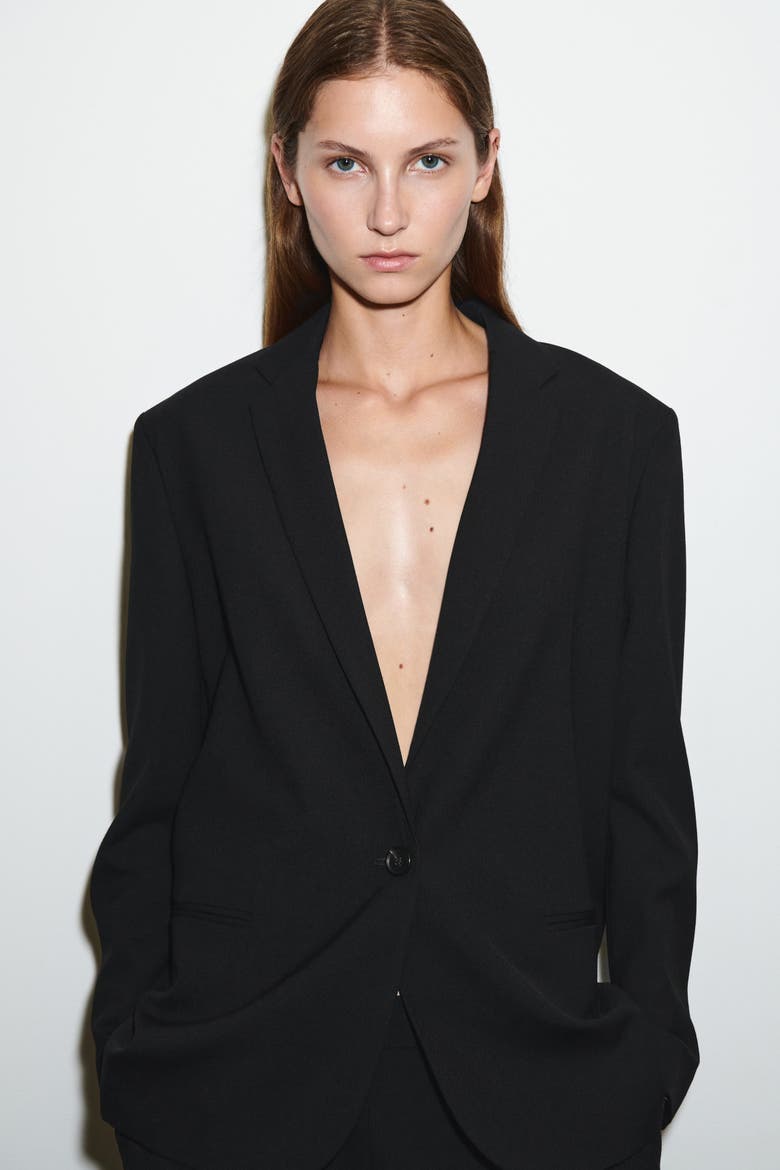 Wool-blend Blazer, Alternate, color, BLACK