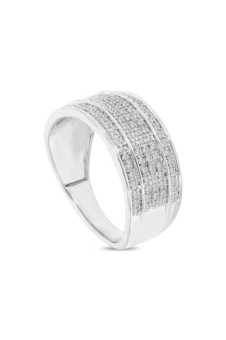 Elysium Unisex Diamond Band Ring in 10K Gold, Alternate, color, 10K White Gold