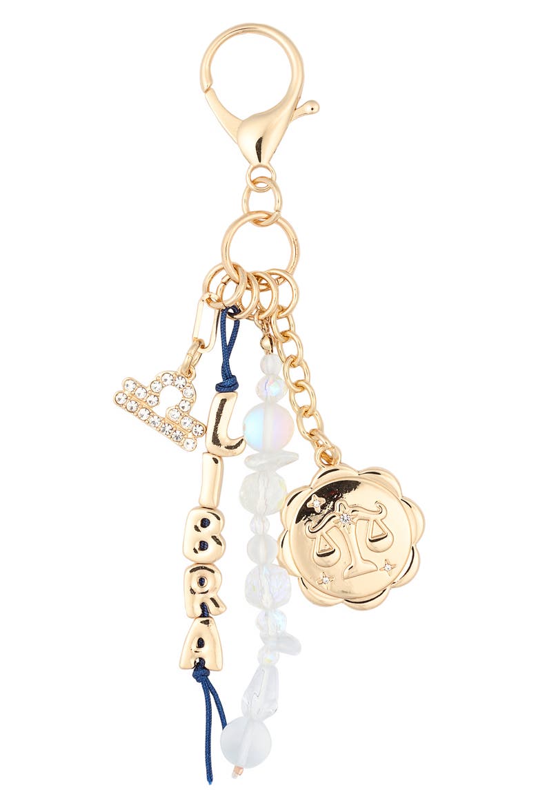 Zodiac Cluster Bag Charm, Main, color, LIBRA- WHITE MULTI- GOLD