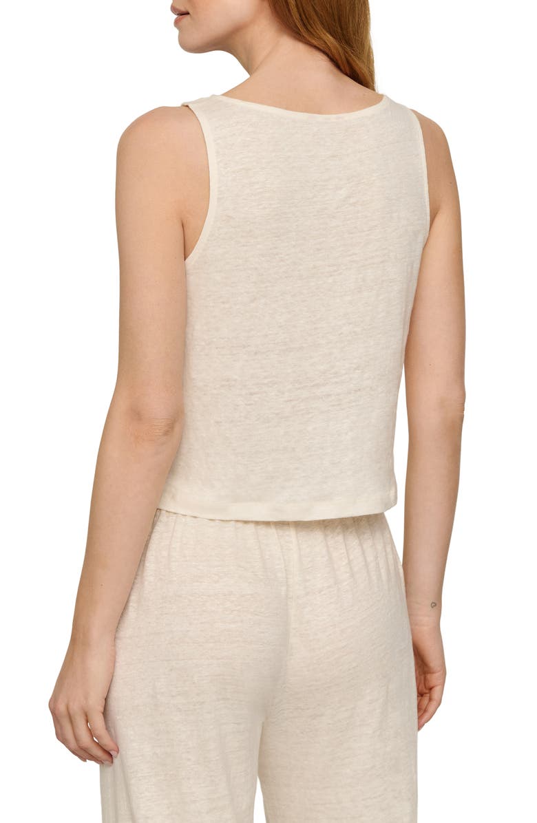 Eberjey Boat Neck Organic Linen Sleeveless Lounge Top, Alternate, color, Ivory
