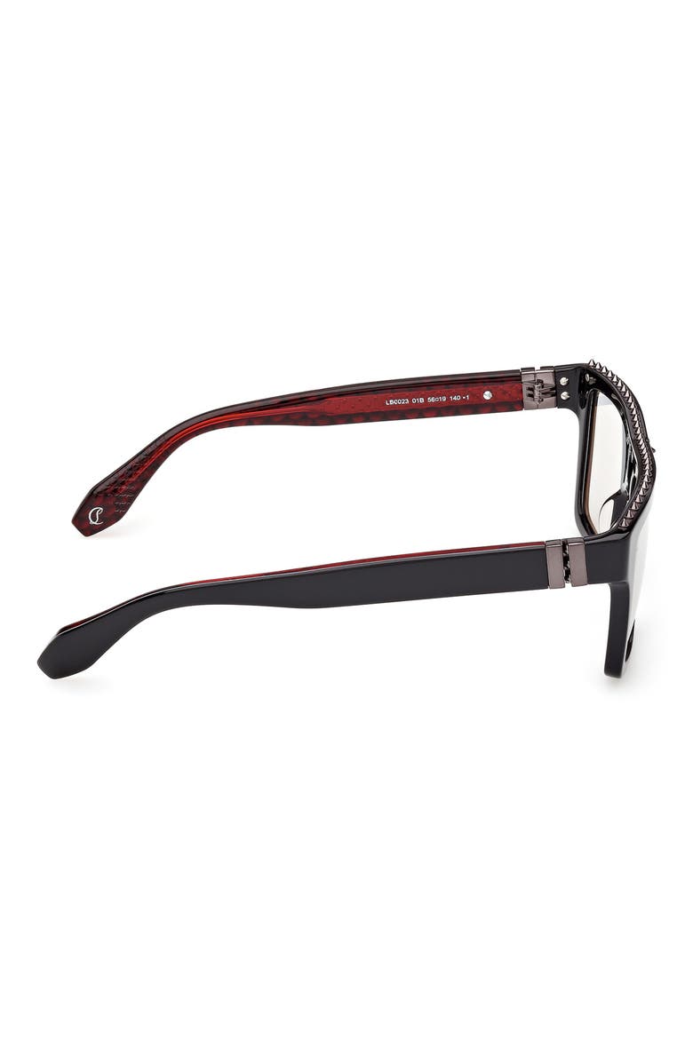 56mm Rectangular Sunglasses, Alternate, color, BLACK OUTSIDE/ RED GUNMETAL