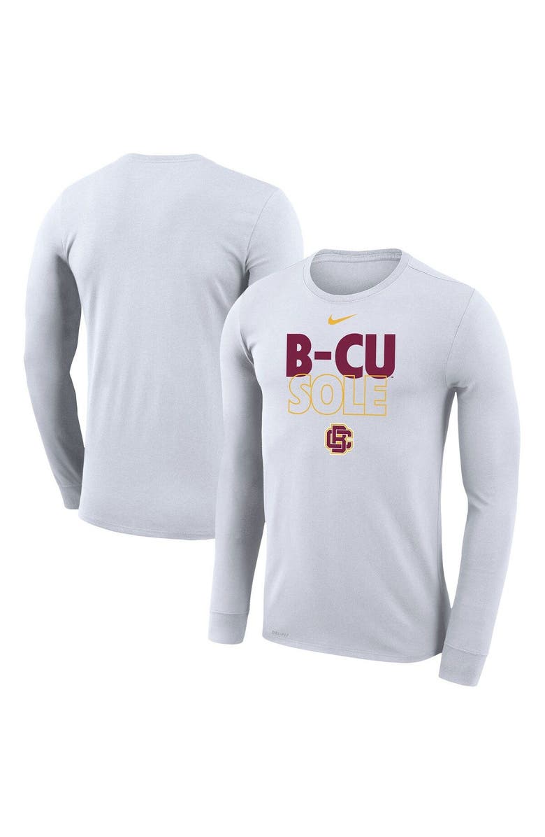 Nike White Bethune-Cookman Wildcats 2023 On Court Bench Long Sleeve T-Shirt, Main, color,