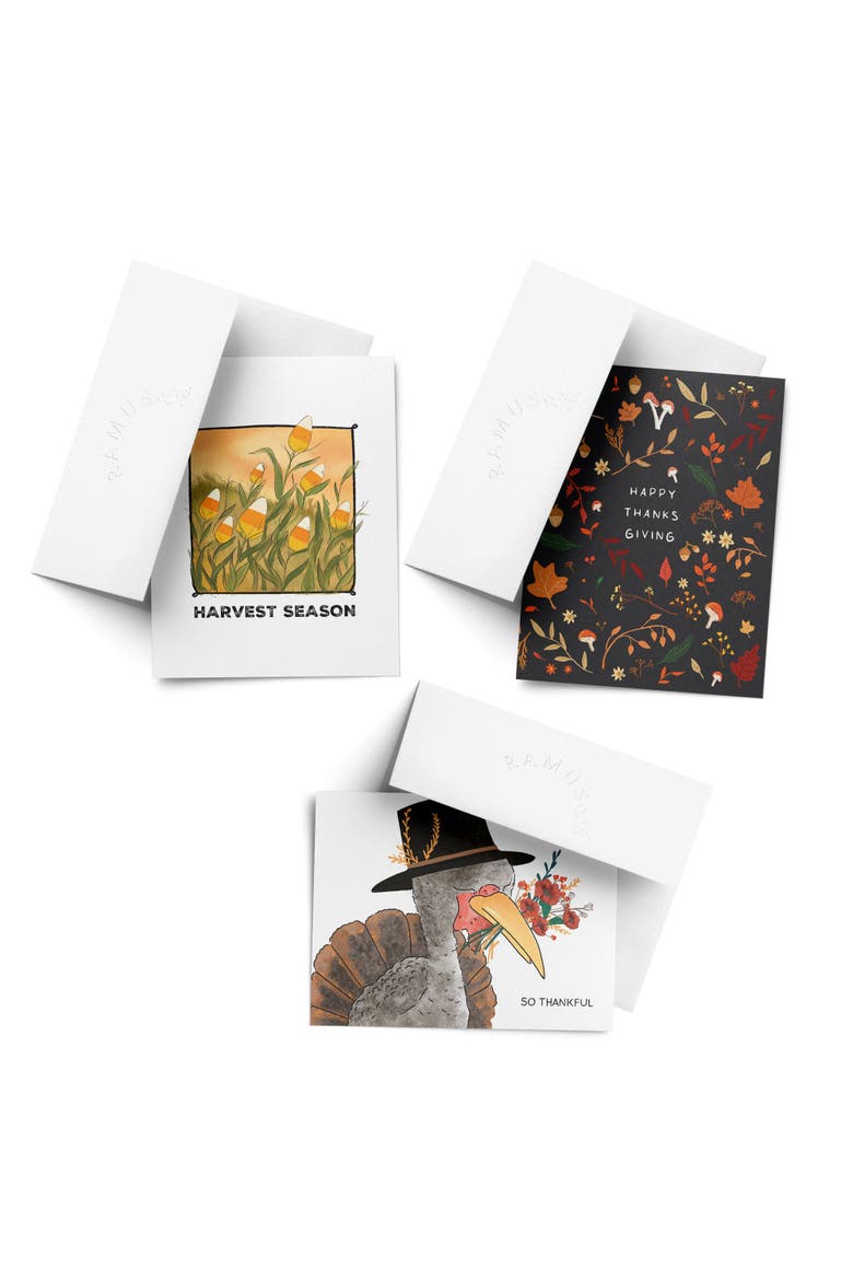 Harvest Season, So Thankful, Happy Thanksgiving Fall/Autumn Greeting Card Pack Sets, Main, color, Multi-Pack