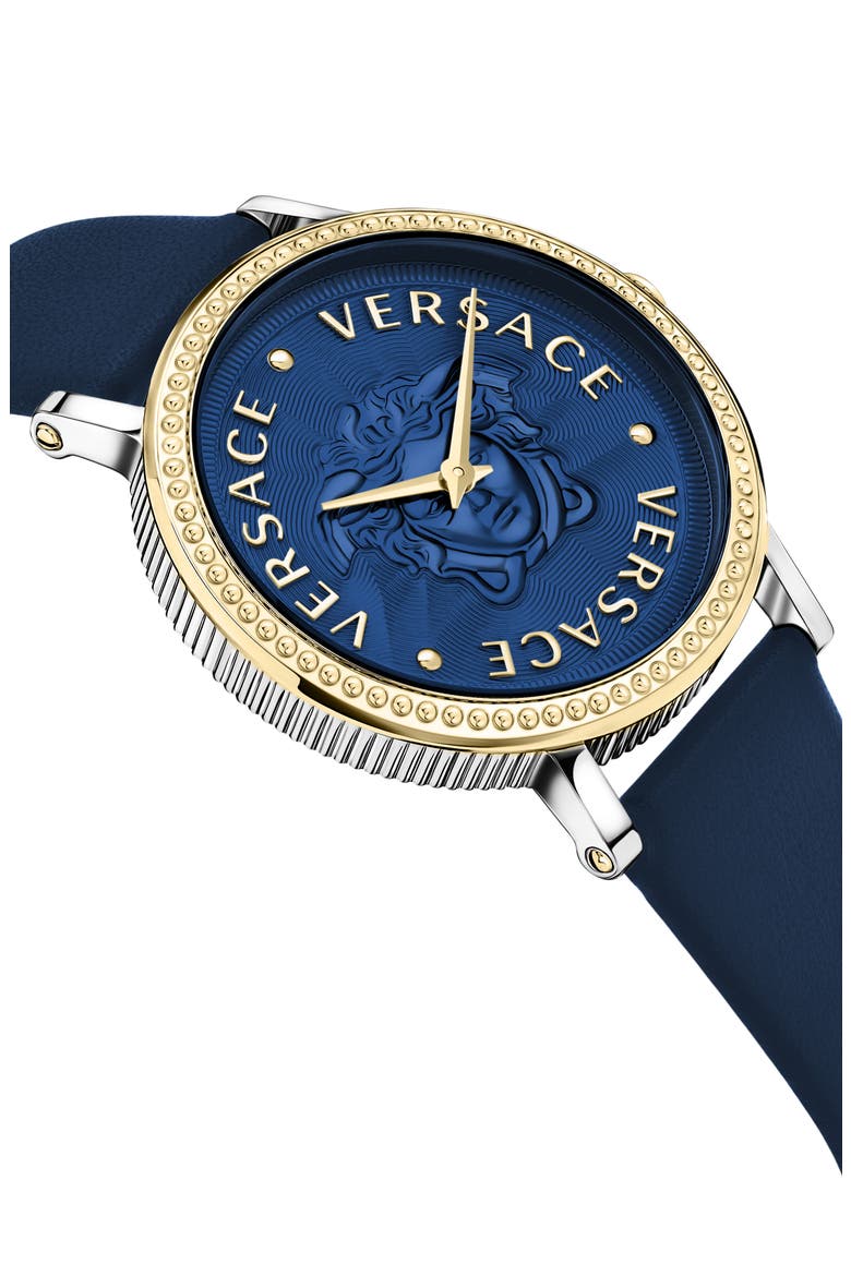 V-Dollar Leather Strap Watch, 37mm, Alternate, color, TWO TONE