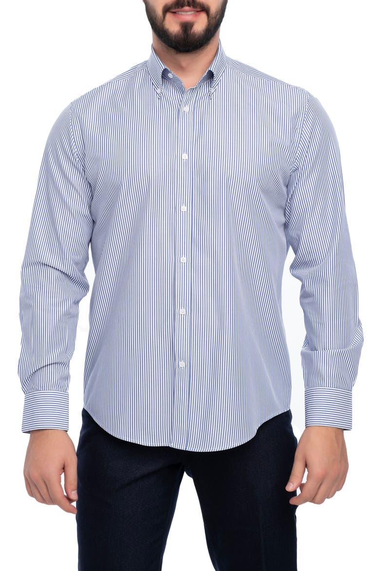 Cosmos Slim Fit Cotton Dress Shirt, Main, color, BLUE