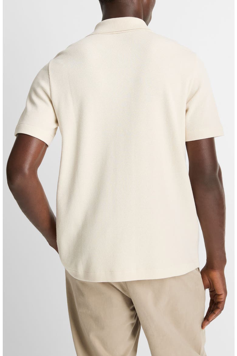 Short Sleeve Jacquard Cotton Knit Button-Up Shirt, Alternate, color, BONE/ RIVER SAND