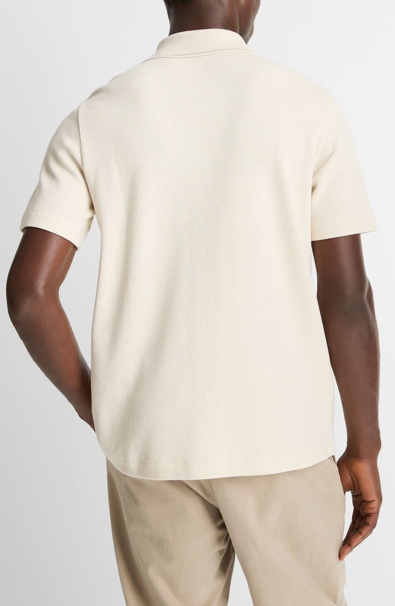 Vince Short Sleeve Jacquard Cotton Knit Button-Up Shirt, Alternate, color, Bone/ River Sand