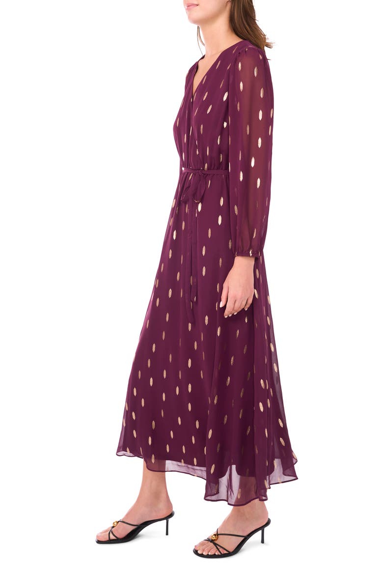 Metallic Dot Long Sleeve Chiffon Maxi Dress, Alternate, color, POTENT PURPLE