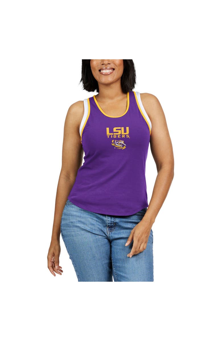 WEAR by Erin Andrews Women's WEAR by Erin Andrews Purple LSU Tigers Open Hole Razorback Tank Top, Alternate, color, 
