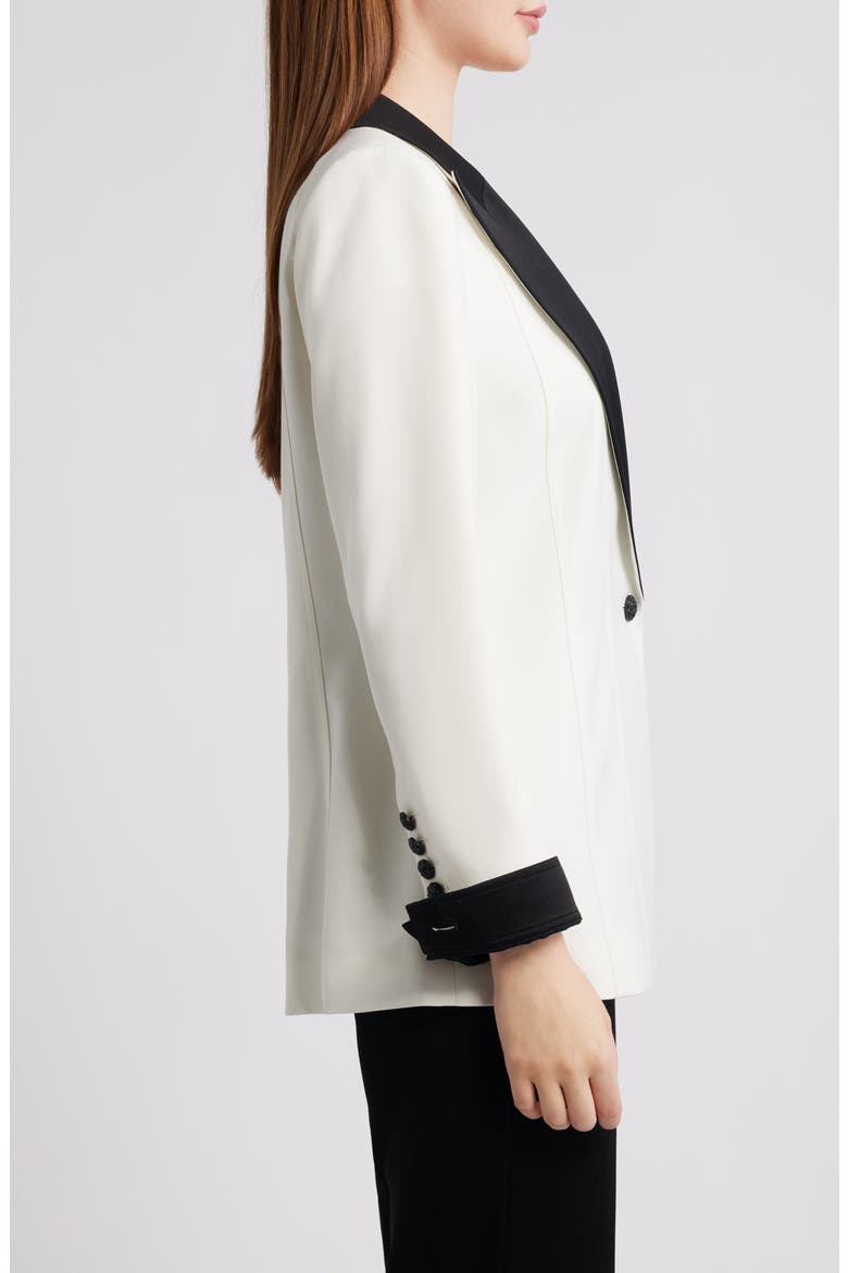 Camille Two Tone Wool Blend Blazer, Alternate, color, IVORY / BLACK