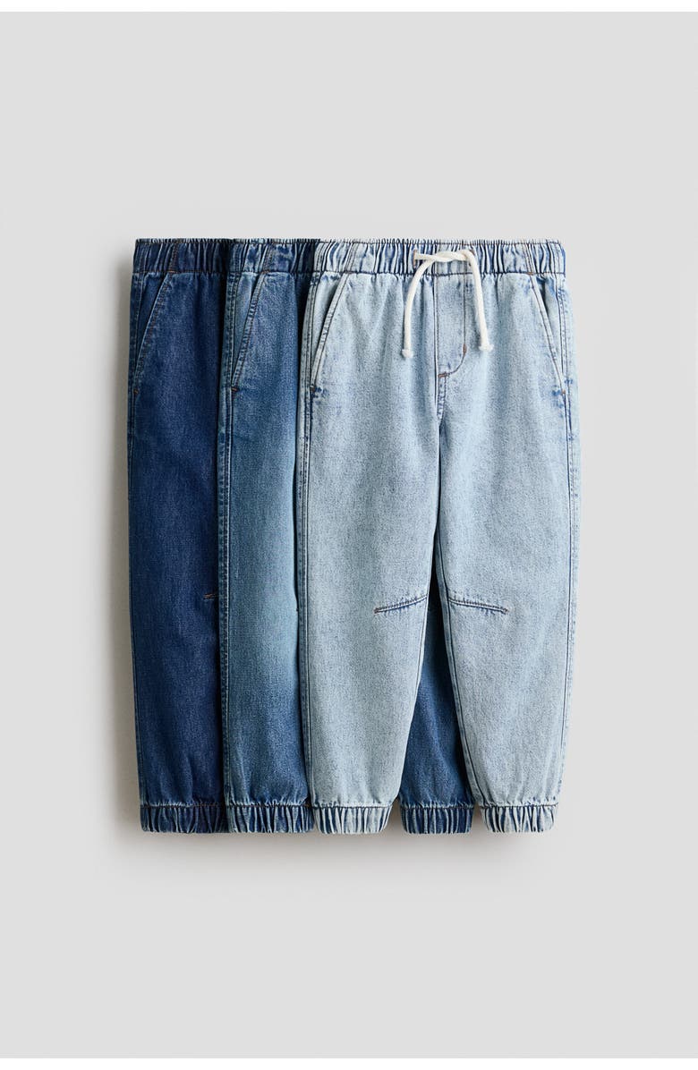 H&M 3-pack Denim Joggers, Main, color, Denim Blue