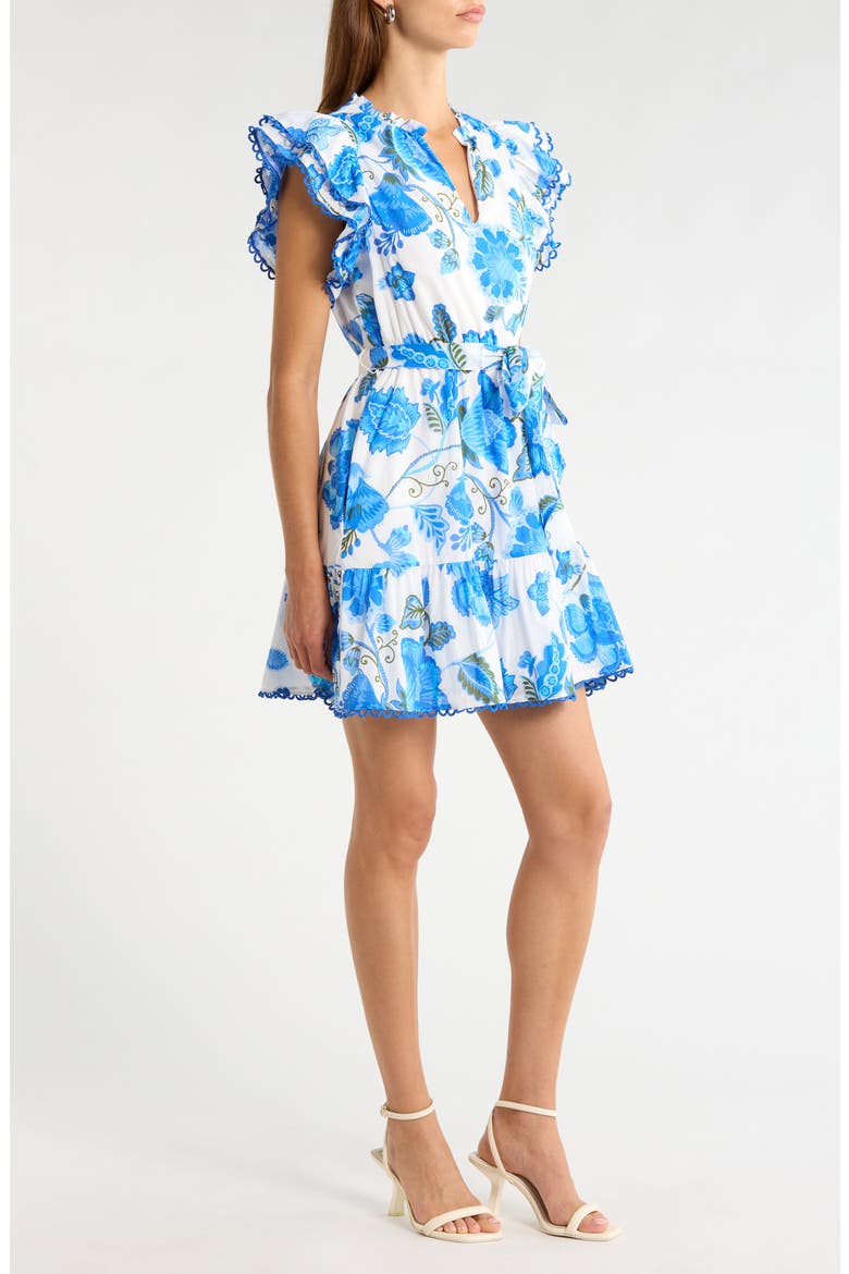 Eriny Verbena Floral Cotton Dress, Alternate, color, WHITE-BLUE-GREEN