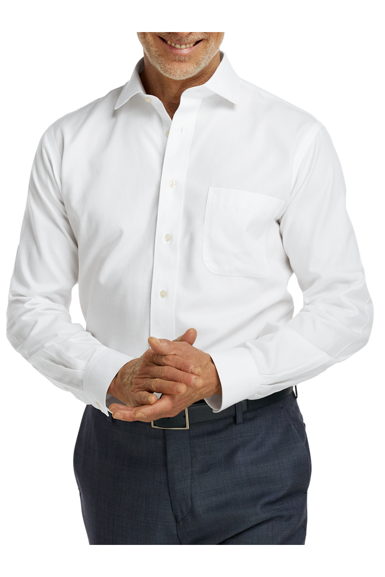 Non-iron Cotton Twill Spread Collar Dress Shirt, Alternate, color, White
