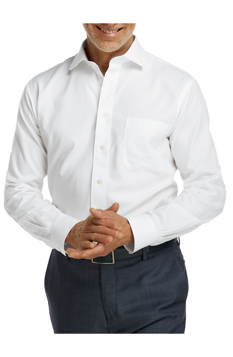 Paul Fredrick Non-iron Cotton Twill Spread Collar Dress Shirt, Alternate, color, White