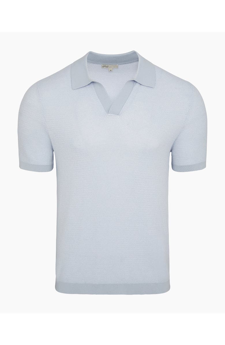 Onia Textured Cotton Johnny Collar Polo, Alternate, color, Sky White