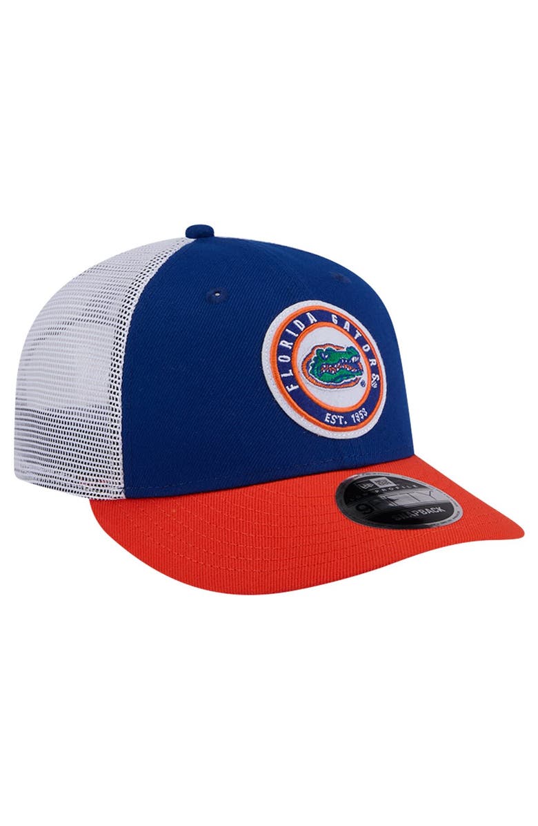 New Era Men's New Era Royal Florida Gators Throwback Circle Patch 9FIFTY Trucker Snapback Hat, Alternate, color, 
