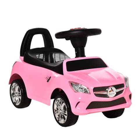 Kids Ride On Push Car with Horn, Music, Headlights, Storage
