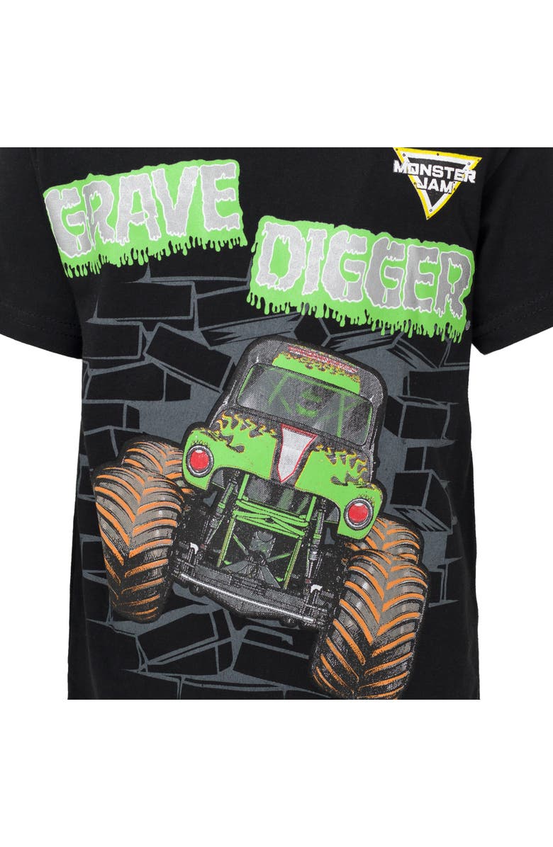 Monster Jam Athletic 2-Piece T-Shirt and Shorts Set, Alternate, color, Grave Digger Black
