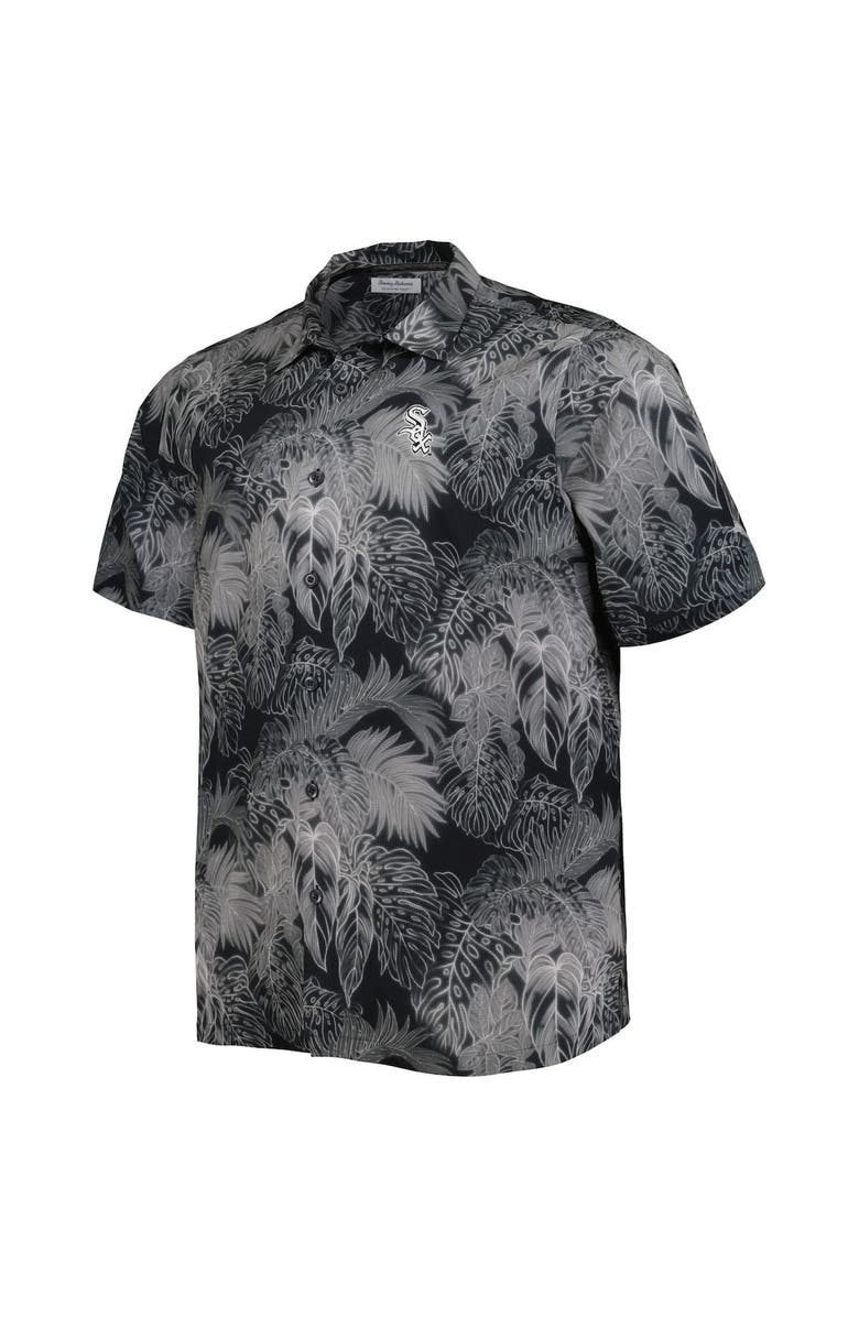 Tommy Bahama Men's Tommy Bahama Black Chicago White Sox Big & Tall Luminescent Fronds Camp IslandZone Button-Up Shirt, Alternate, color, 