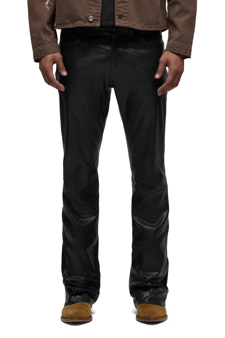 Walker Kick Flare Leather Jeans, Main, color, DISTRESS BLACK